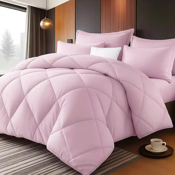 KTABEDDING 2/3PCS Minimalist Luxurious Diamond Grid Large Size Comforter Soft Microfiber Breathable Easy Care For All Seasons Bedding Set With Down Altemative Comforter And Pillowcases Large Size Bedroom Decor And Accessories Many Colors Available